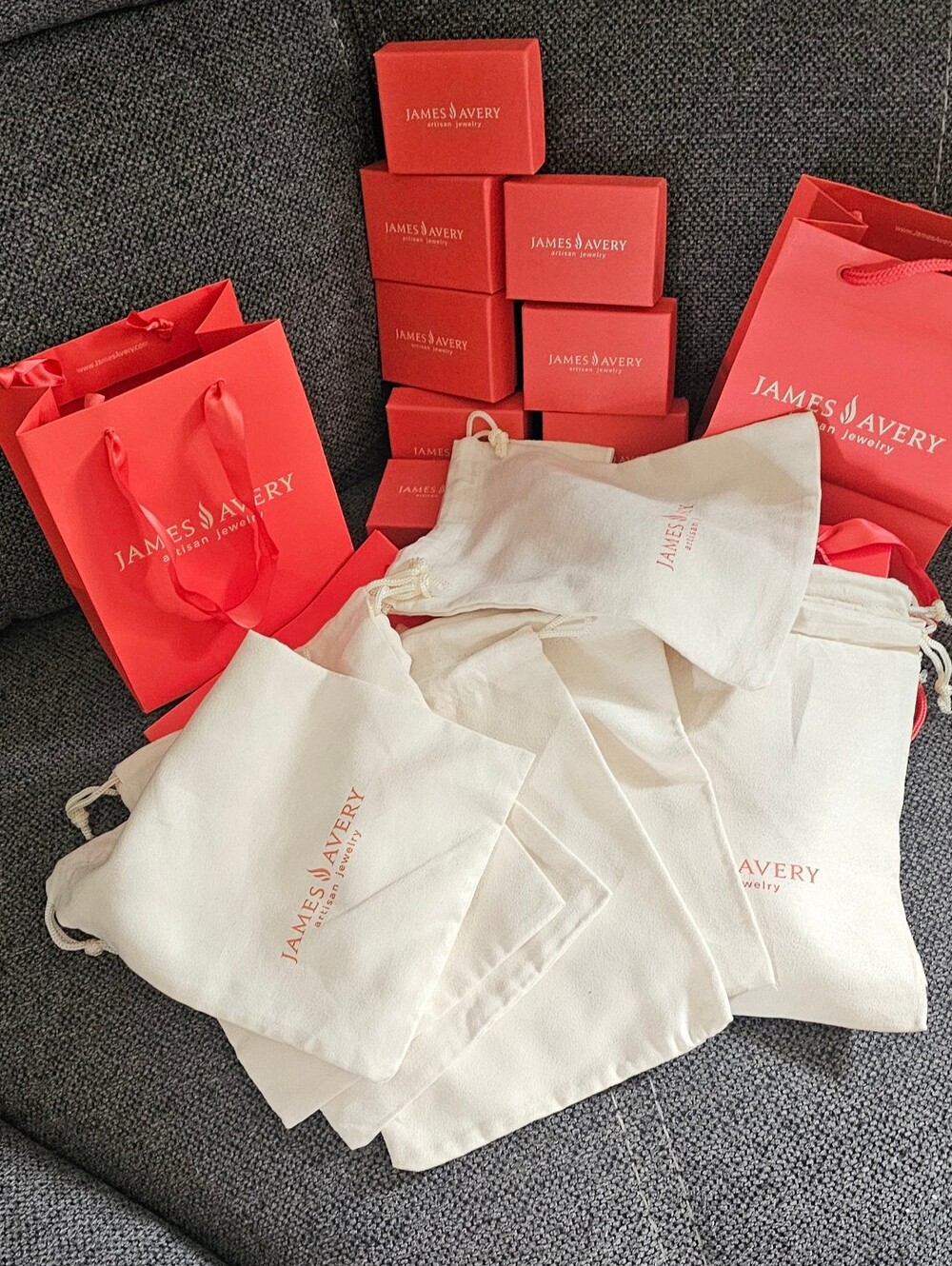 Lot of James Avery Gift Bags, Boxes, Pouches, Inserts Pre-Owned Great Condition!